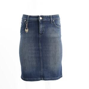 Gucci Vintage Tom Ford Heart Charm Denim Pencil Skirt